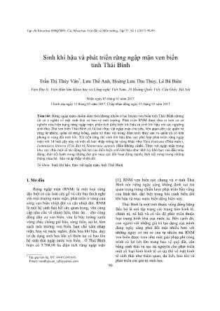 Giáo trình Sinh khí hậu và phát triển rừng ngập mặn ven biển tỉnh Thái Bình-Trần Thị Thúy Vân