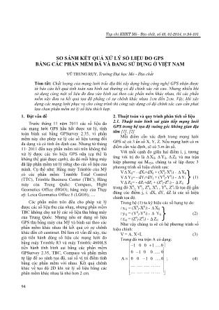 Giáo trình So sánh kết quả xử lý số liệu đo GPS bằng các phần mềm đã và đang sử dụng ở Việt Nam