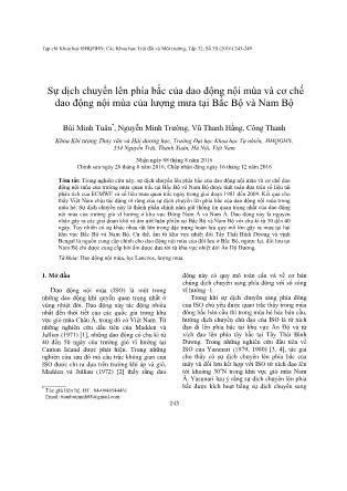 Giáo trình Sự dịch chuyển lên phía bắc của dao động nội mùa và cơ chế dao động nội mùa của lượng mưa tại Bắc Bộ và Nam Bộ - Bùi Minh Tuân