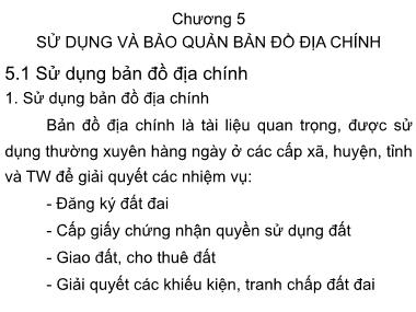 Giáo trình Sử dụng và bảo quản bản đồ địa chính