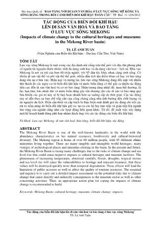 Giáo trình Tác động của biến đổi khí hậu lên di sản văn hóa và bảo tàng ở lưu vực sông Mê kong - Lê Anh Tuấn