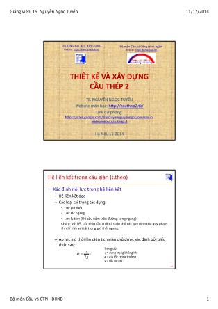 Giáo trình Thiết kế và xây dựng cầu thép 2 - Chương 5: Hệ liên kết trong cầu giàn (Tiếp theo) - Nguyễn Ngọc Tuyển