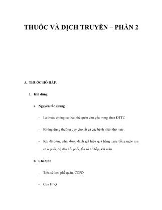 Giáo trình Thuốc và dịch truyền (Phần 2)