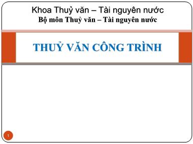 Giáo trình Thủy văn công trình - Chương 1: Giới thiệu chung