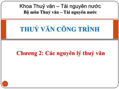 Giáo trình Thủy văn công trình - Chương 2: Các nguyên lý thủy văn