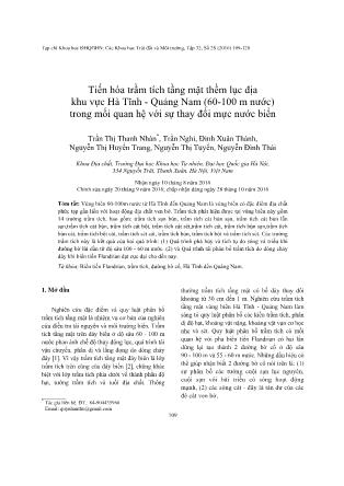 Giáo trình Tiến hóa trầm tích tầng mặt thềm lục địa khu vực Hà Tĩnh-Quảng Nam (60-100 m nước) trong mối quan hệ với sự thay đổi mực nước biển - Trần Thị Thanh Nhàn