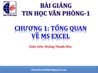 Giáo trình Tin học đại cương - Chương 1: Tổng quan về MS Excel - Hoàng Thanh Hòa