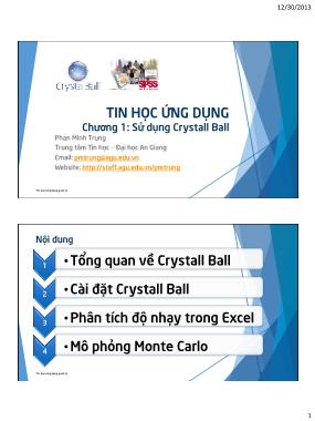 Giáo trình Tin học Ứng dụng quản lý - Chương 1: Sử dụng Crystall Ball - Phan Minh Trung