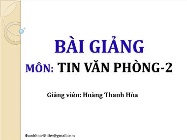 Giáo trình Tin học Văn phòng - Bài 1: Sử dụng Google Driver - Hoàng Thanh Hòa