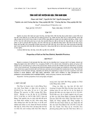 Giáo trình Tính chất đất huyện Hải Hậu, tỉnh Nam Định - Phạm Anh Tuấn