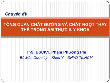 Giáo trình Tổng quan chất đường và chất ngọt thay thế trong ẩm thực và y khoa