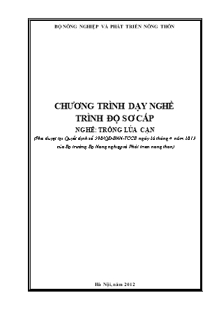 Giáo trình Trồng lúa cạn