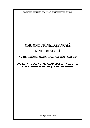 Giáo trình Trồng măng tây, cà rốt, cải củ