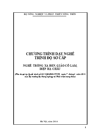 Giáo trình Trồng xạ đen, giảo cổ lam, diệp hạ châu