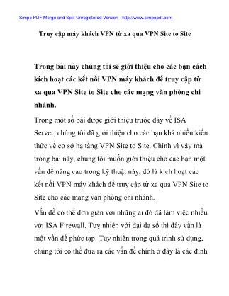 Giáo trình Truy cập máy khách VPN từ xa qua VPN Site to Site