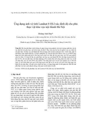 Giáo trình Ứng dụng ảnh vệ tinh Landsat 8 OLI xác định độ che phủ thực vật khu vực nội thành Hà Nội - Hoàng Anh Huy