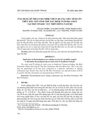 Giáo trình Ứng dụng kĩ thuật đo nhiệt phát quang liều tích lũy trên mẫu nén tinh thể xác định tuổi địa chất tại một số khu vực miền đông Nam Bộ