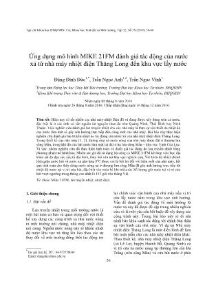 Giáo trình Ứng dụng mô hình MIKE 21FM đánh giá tác động của nước xả từ nhà máy nhiệt điện Thăng Long đến khu vực lấy nước