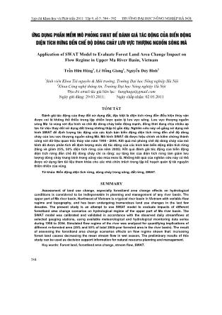 Giáo trình Ứng dụng phần mềm mô phỏng SWAT để đánh giá tác động của biến động diện tích rừng đến chế độ dòng chảy lưu vực Thượng nguồn sông Mã