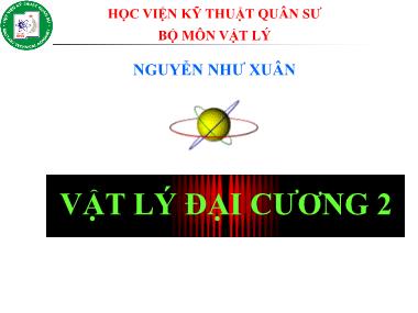 Giáo trình Vật lý đại cương 2 - Chương 10: Cơ học lượng từ - Nguyễn Như Xuân