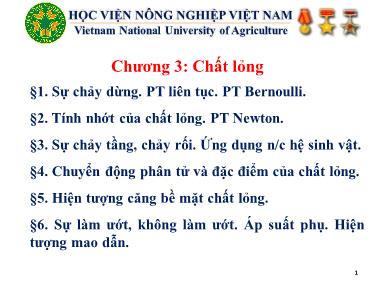 Giáo trình Vật lý đại cương - Chương 3: Chất lỏng