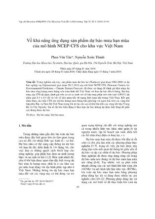 Giáo trình Về khả năng ứng dụng sản phẩm dự báo mưa hạn mùa của mô hình NCEP-CFS cho khu vực Việt Nam