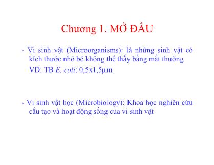 Giáo trình Vi sinh vật và thực phẩm - Chương 1: Mở đầu