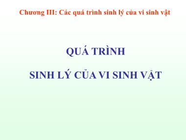 Giáo trình Vi sinh vật và thực phẩm - Chương 3: Các quá trình sinh lý của vi sinh vật