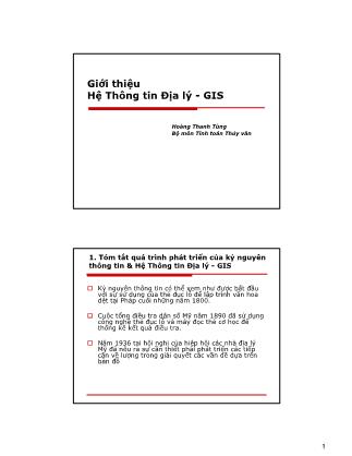 Giáo trình Viễn thám và GIS - Chương 5: Hệ thống tin địa lý-GIS - Hoàng Thanh Tùng