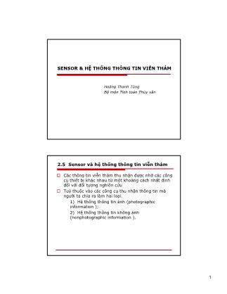 Giáo trình Viễn thám và GIS - Chương 5: Sensor và Hệ thống thông tin viễn thám - Hoàng Thanh Tùng