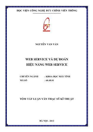 Giáo trình Web service và dự đoán Hiệu năng web service - Nguyễn Văn Vân
