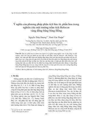 Giáo trình Ý nghĩa của phương pháp phân tích bào tử, phấn hoa trong nghiên cứu môi trường trầm tích Holocen vùng đồng bằng Sông Hồng