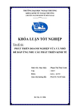 Khóa luận Phát triển doanh nghiệp vừa và nhỏ để đáp ứng nhu cầu phát triển kinh tế - Phạm Thị Thùy Linh