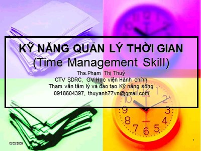 Kỹ năng quản lý thời gian - Phạm Thị Thủy