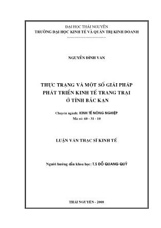 Luận văn Thực trạng và một số giải pháp phát triển kinh tế trang trại ở tỉnh Bắc Kan - Nguyễn Đình Văn