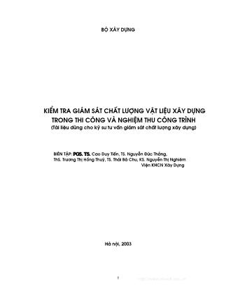 Tài liệu Kiểm tra giám sát chất lượng vật liệu xây dựng trong thi công và nghiệm thu công trình