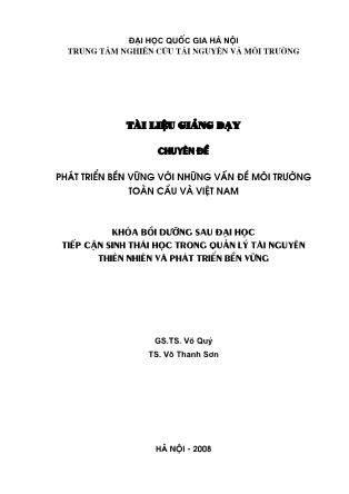 Tài liệu Phát triển bền vững với những vấn đề môi trường toàn cầu và Việt Nam (Phần 1)