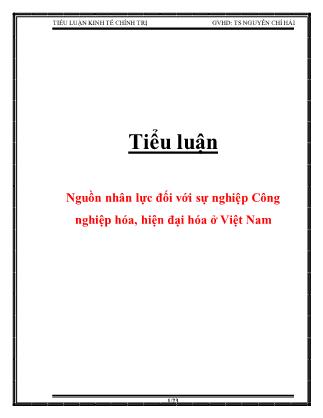 Tiểu luận Nguồn nhân lực đối với sự nghiệp Công nghiệp hóa, hiện đại hóa ở Việt Nam - Nguyễn Chí Hải