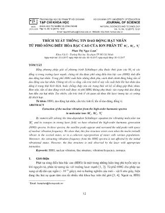 Trích xuất thông tin dao động hạt nhân từ phổ sóng điều hòa bậc cao của ion phân tử h+2, d+2, t2+