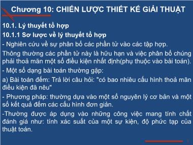 Bài giảng Cấu trúc Dữ liệu và giải thuật - Chương 10: Chiến lược thiết kế giải thuật - Nguyễn Thị Xuân Hương