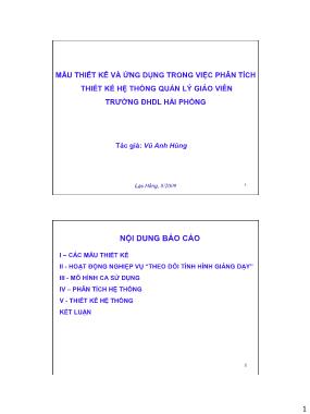 Báo cáo Mẫu thiết kế và ứng dụng trong việc phân tích thiết kế hệ thống quản lý giáo viên trường ĐHDL Hải Phòng - Vũ Anh Hùng