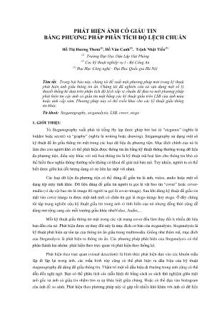 Báo cáo Phát hiện ảnh có giấu tin bằng phương pháp phân tích độ lệch chuẩn - Hồ Thị Hương Giang