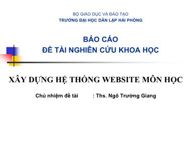 Báo cáo Xây dựng hệ thống website môn học - Ngô Trường Giang