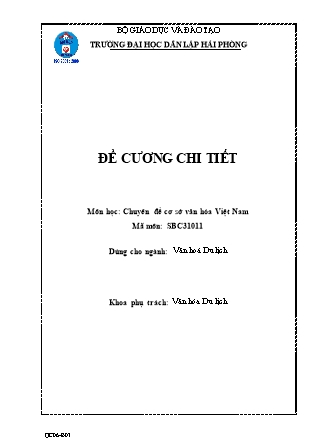 Đề cương chi tiết môn Chuyên đề cơ sở văn hóa Việt Nam