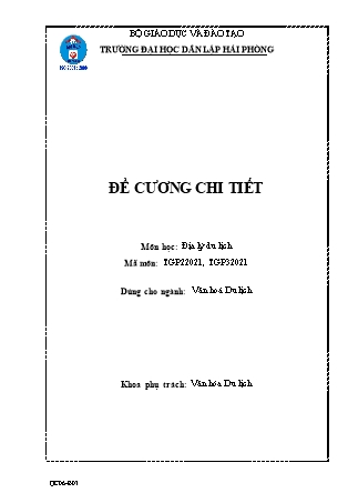 Đề cương chi tiết môn Địa lý du lịch