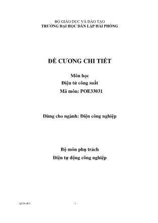 Đề cương chi tiết môn Điện tử công suất