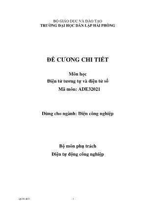 Đề cương chi tiết môn Điện tử tương tự và điện tử số