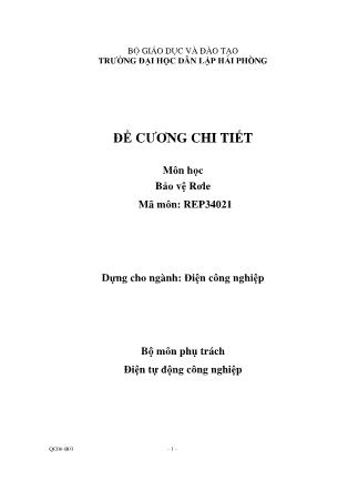 Đề cương chi tiết môn học Bảo vệ Rơle