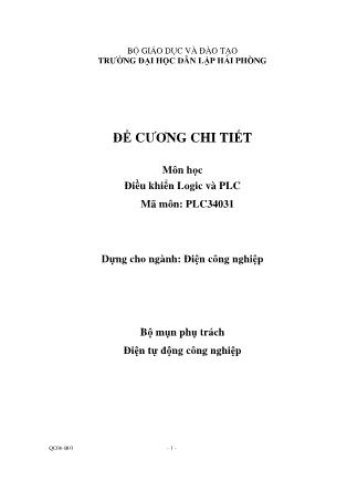 Đề cương chi tiết môn học Điều khiển Logic và PLC