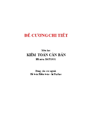 Đề cương chi tiết môn học Kiểm toán căn bản